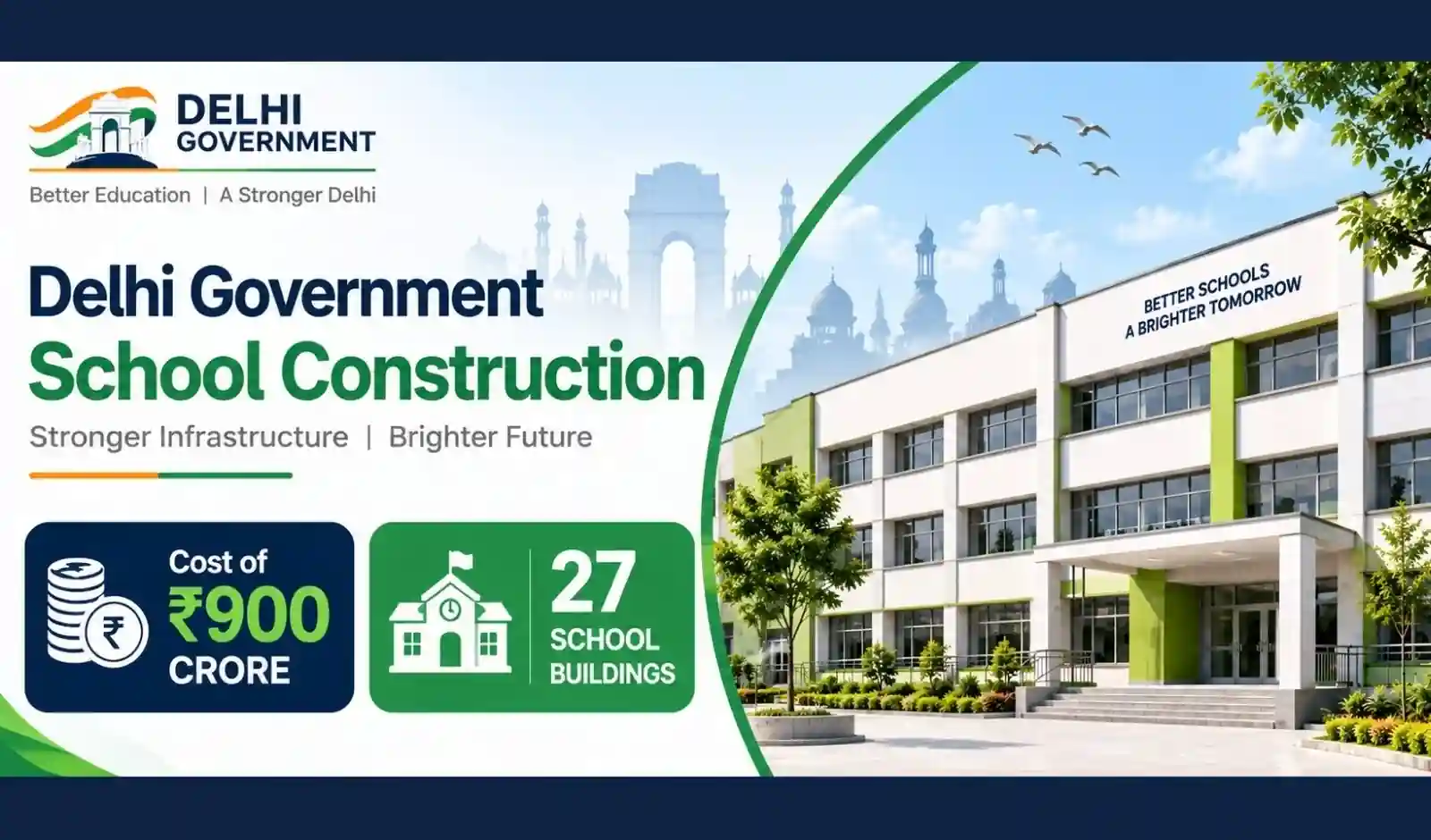 ₹900 करोड़ की स्कूल इंफ्रास्ट्रक्चर योजना, दिल्ली में बनेंगे 27 नए सरकारी स्कूल भवन